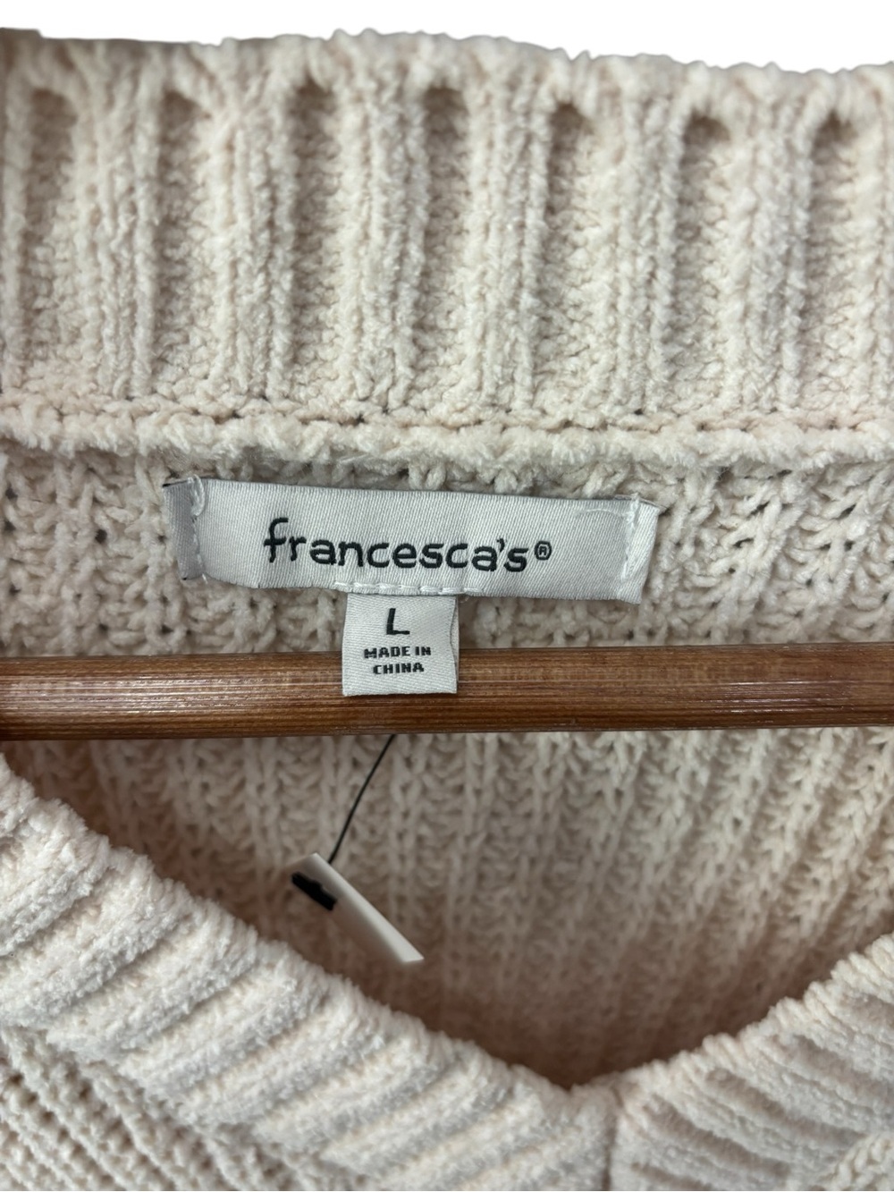 Francescas V-Neck Sweater Striped‎ Size Large NWT Chunky Open Knit Soft Sweater - Picture 4 of 7